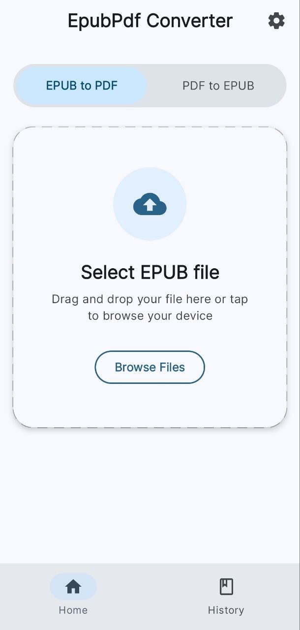 EPUB to PDF Converter App Interface